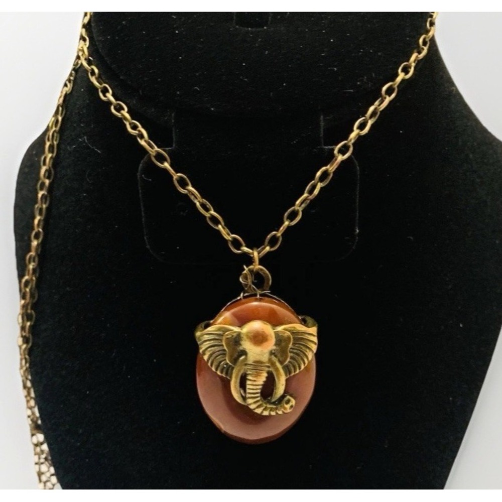 Vintage Elephant Pendant Boho Statement Necklace Charm Jewelry Retro Safari Rare